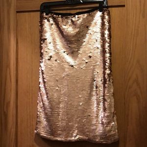 Rose gold sequin skirt